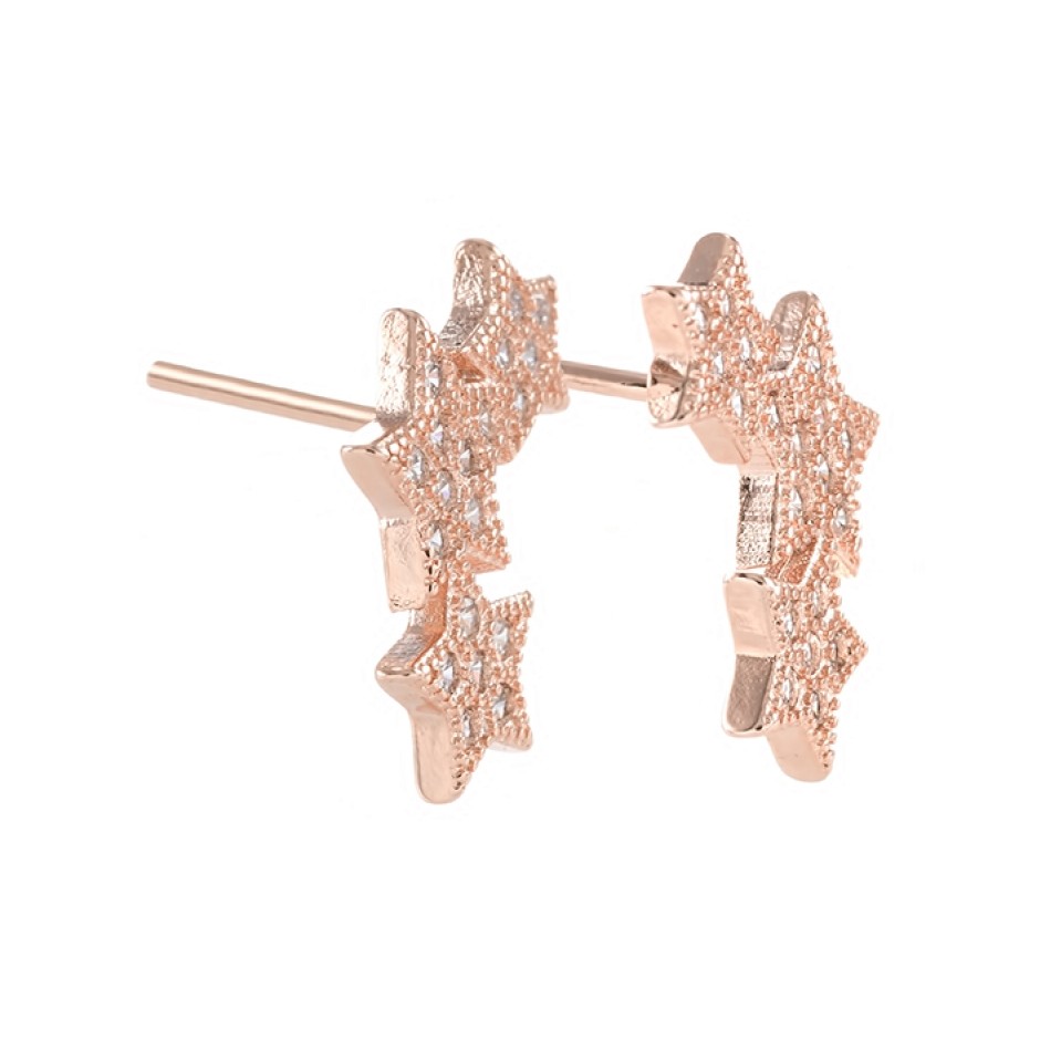 Comet Earrings in 14K Rose Gold, Made with Swarovski Elements ® - Earrings - The British ...